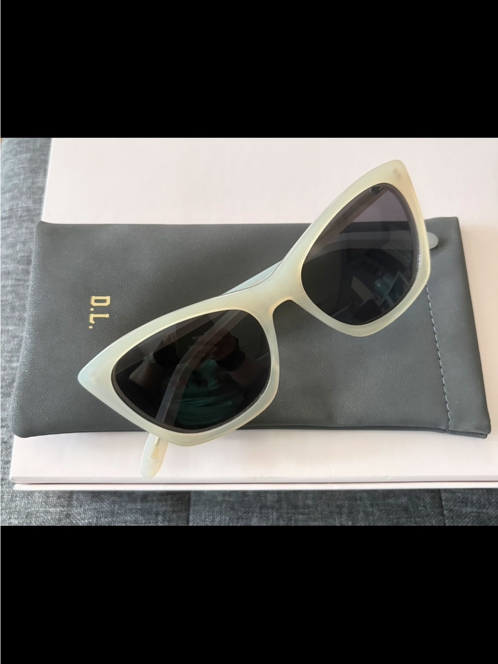 DL (Dan Levy) Eyewear - White “Rose” Cat Eye Sunglasses